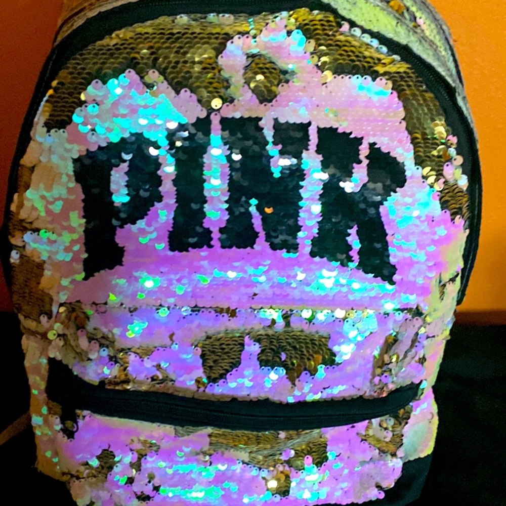 Pink sequence backpack